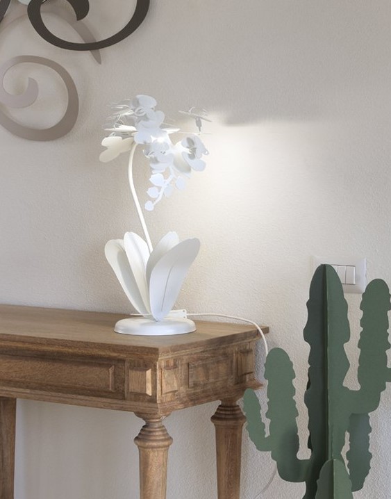Lampada Orchidea Arti e Mestieri da tavolo bianca 38 x 20 x 57 H