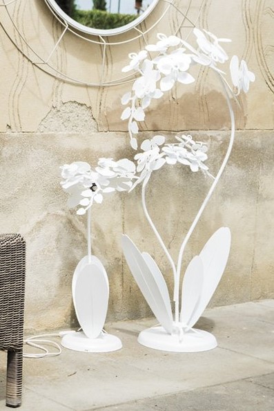 Lampada Orchidea grande Arti e Mestieri bianca 55x26x100 H
